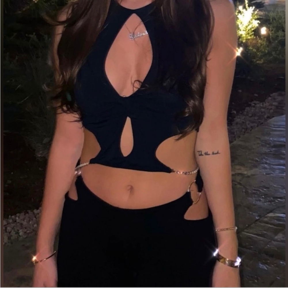 I.AM.GIA Valera  Black and Silver Crop-top Size LARGE